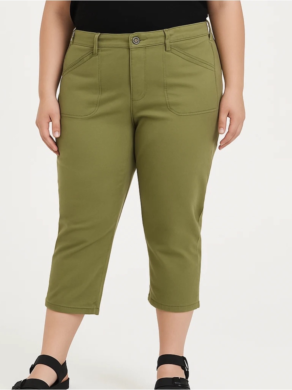 Torrid Olive Green Cropped Stretch Pants